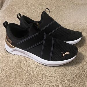 Puma Black and Gold Athletic Shoes